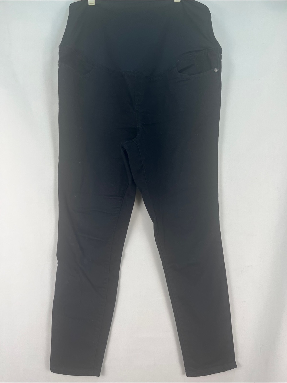 Isabel Maternity Black Skinny Denim Jeans Over Belly 12
